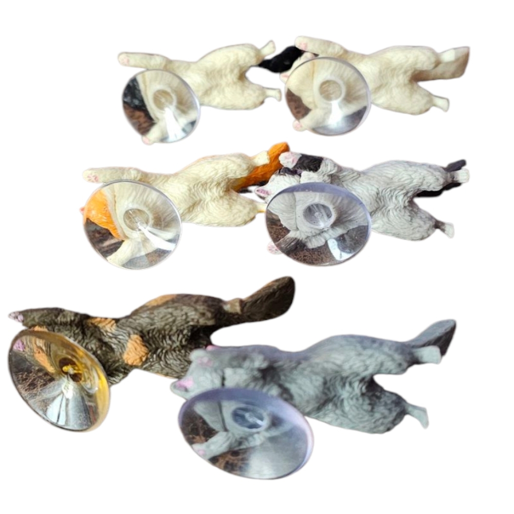 Lot of 6-Small Suction Cup Cat Kitten Cell Phone Desktop Stand Or Window Trinket - Picture 2 of 6